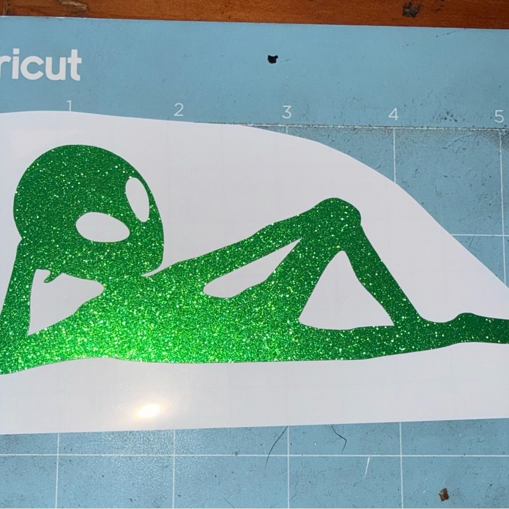 Green Glitter Alien Decal